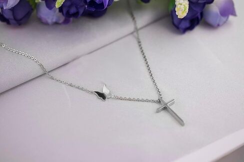 الطبقات مشبك الورق قلادة الصليب قلادة الفراشة القلائد هدايا للنساء الفتيات in Kuwait