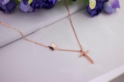 Layered Paperclip Choker Cross Pendant Butterfly Necklaces Gifts for Women Girls in Saudi Arabia