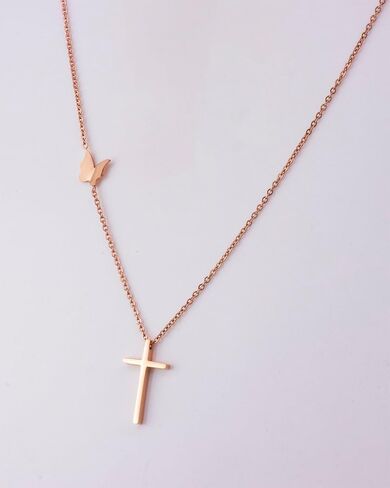 Layered Paperclip Choker Cross Pendant Butterfly Necklaces Gifts for Women Girls in Saudi Arabia