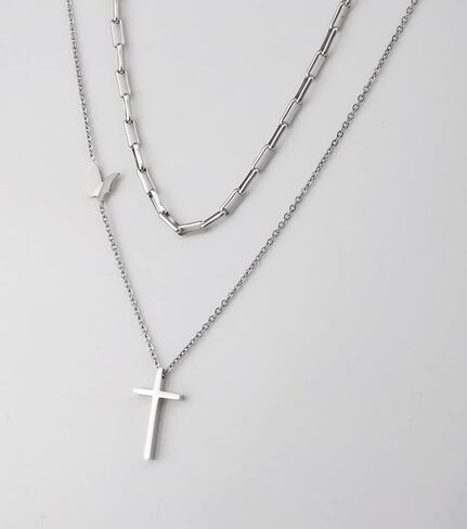 Layered Paperclip Choker Cross Pendant Butterfly Necklaces Gifts for Women Girls in Saudi Arabia