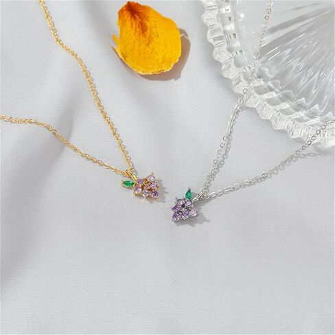 Crystal Fruit Necklace for Women Girls Cute Colourful 14K Gold Plated Lifelike Apple Strawberry Cherry Peach Grape CZ Tropical Fruit Charm Pendant Fruit Basket Choker Jewelry Gifts in Saudi Arabia