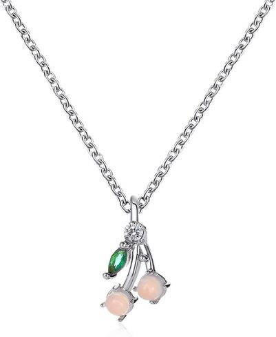 Crystal Fruit Necklace for Women Girls Cute Colourful 14K Gold Plated Lifelike Apple Strawberry Cherry Peach Grape CZ Tropical Fruit Charm Pendant Fruit Basket Choker Jewelry Gifts in Saudi Arabia