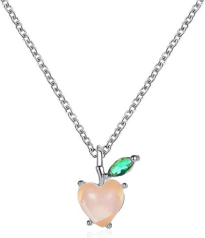 Crystal Fruit Necklace for Women Girls Cute Colourful 14K Gold Plated Lifelike Apple Strawberry Cherry Peach Grape CZ Tropical Fruit Charm Pendant Fruit Basket Choker Jewelry Gifts in Saudi Arabia