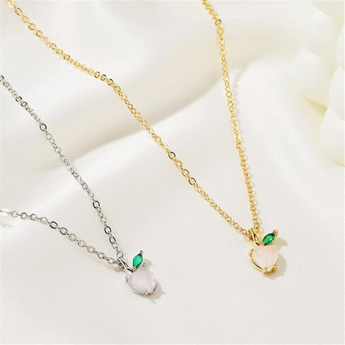 Crystal Fruit Necklace for Women Girls Cute Colourful 14K Gold Plated Lifelike Apple Strawberry Cherry Peach Grape CZ Tropical Fruit Charm Pendant Fruit Basket Choker Jewelry Gifts in Saudi Arabia