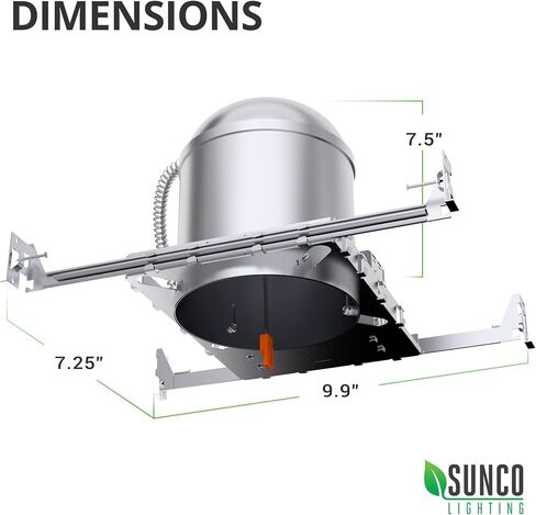 Sunco Lighting 12 حزمة 6 بوصة يمكن لغطاء الإضاءة المجوف أن يضيء البناء الجديد لسقف محكم الهواء 120-277 فولت، سلك صلب، موصل TP24، سهل التركيب، تصنيف IC، متوافق مع UL Title 24 in Saudi Arabia