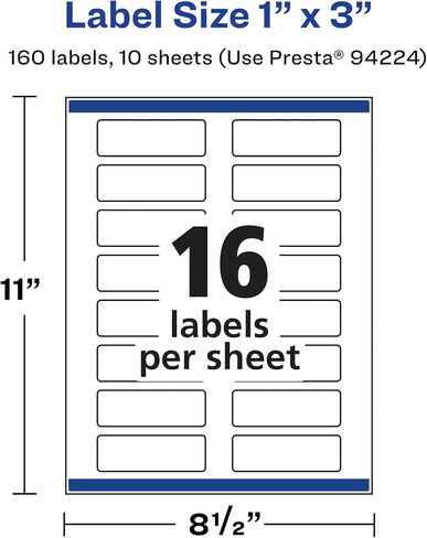 Avery Glossy Clear Rectangle Labels with Sure Feed, 1" x 3", 1,600 Glossy Clear Labels, Print-to-The-Edge, Laser/Inkjet Printable Labels in Saudi Arabia