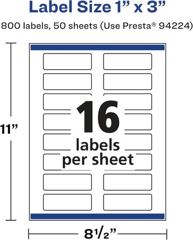 Avery Glossy Clear Rectangle Labels with Sure Feed, 1" x 3", 1,600 Glossy Clear Labels, Print-to-The-Edge, Laser/Inkjet Printable Labels in Saudi Arabia