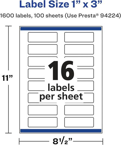 Avery Glossy Clear Rectangle Labels with Sure Feed, 1" x 3", 1,600 Glossy Clear Labels, Print-to-The-Edge, Laser/Inkjet Printable Labels in Saudi Arabia