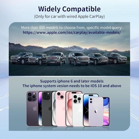 2024 ترقية محول CarPlay اللاسلكي للسيارة CarPlay السلكية، التوصيل والتشغيل CarPlay ai Box لنظام iOS 10+، الحفاظ على التحكم الأصلي، الصندوق السحري يدعم الملاحة والمكالمات الهاتفية لمساعد Siri in Kuwait