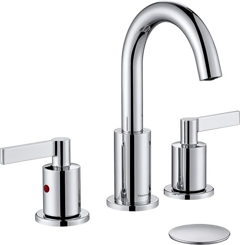 Brushed Gold 8 Inch Widespread Bathroom Sink Faucet for Sink 3 Hole with Pop-Up Drain, High Arc Modern Two Handle Bathroom Vanity Lavatory Faucet with Brass 360° Swivel Spout, TAF830C-PB in Saudi Arabia
