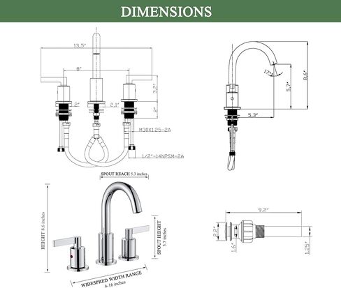 Brushed Gold 8 Inch Widespread Bathroom Sink Faucet for Sink 3 Hole with Pop-Up Drain, High Arc Modern Two Handle Bathroom Vanity Lavatory Faucet with Brass 360° Swivel Spout, TAF830C-PB in Saudi Arabia