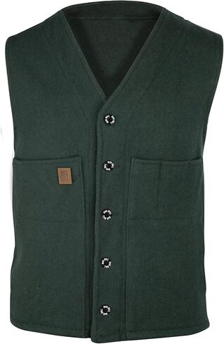 Regular and Big and Tall Heavyweight Wool Vest for Hunting, Shooting, and Outdoor Wear to Size 3X in Green Made in CANADA in Saudi Arabia
