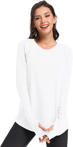 Muzniuer Long Sleeve Workout Tops for Women-Plain Long Sleeve Shirts Yoga Tops Gym Sports T-Shirt with Thumb Hole in Kuwait