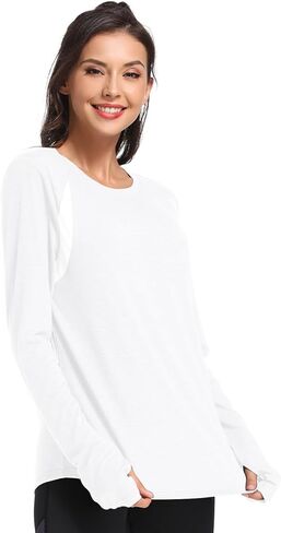 Muzniuer Long Sleeve Workout Tops for Women-Plain Long Sleeve Shirts Yoga Tops Gym Sports T-Shirt with Thumb Hole in Kuwait