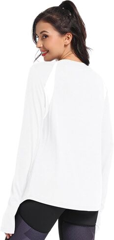 Muzniuer Long Sleeve Workout Tops for Women-Plain Long Sleeve Shirts Yoga Tops Gym Sports T-Shirt with Thumb Hole in Kuwait