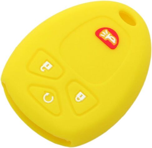 Silicone Cover Protector Case Holder Skin Jacket Compatible with CHEVROLET BUICK GMC 4 Button Remote Key Fob CV4607 Yellow in Saudi Arabia