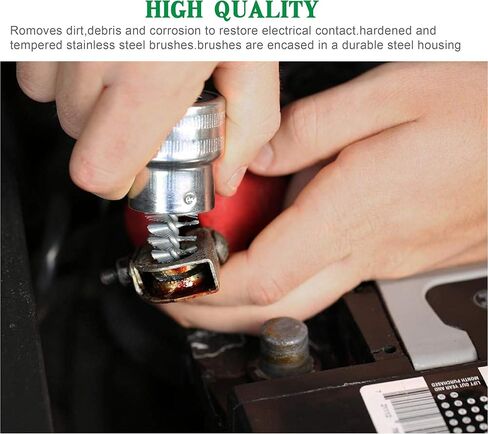 توركيتل 2 قطعة من فرشاة تنظيف أطراف البطارية و10 قطع من الألياف المقاومة للتآكل (5 أحمر و5 أخضر) in Kuwait