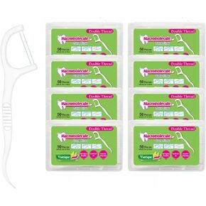 400 Pcs Double-Thread Dental Floss Picks, Thin Thread for Adults & Kids, Superior Oral Care, Dental Hygiene, Gum Health(50x8 Cases, 400 Total) in Saudi Arabia