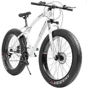 26 Inch Fat Tire Mountain Bike High-Aluminum/Carbon Steel Frame,with Dual Disc Brakes, 26 Inch Non-Slip Wide Tires with 21 Speed, Mountain Bicycle for Men and Women in Kuwait