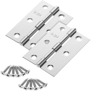 2 pcs 3 "مفصلات غير قابلة للصدأ ، مفصلات الباب القابلة للطي من الفولاذ المقاوم للصدأ مع مفصلات الباب مع 12 ٪ من مسامير الفولاذ المقاوم للصدأ نافذة وأبواب الأبواب للنوافذ الصناديق الخشبية (الفضة) in Kuwait