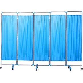 5 Panel Folding and Rolling Room Divider, Medical Privacy Screen with Wheels, Suitable for Emergency Room Ward Spa, Space Saving(Blue) in Saudi Arabia