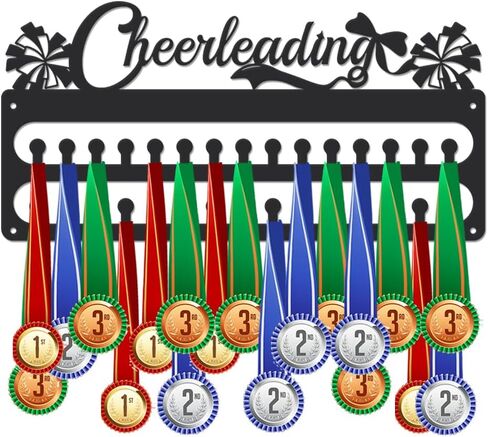 SUPERDANT Medal Hanger Display Sports Medal Holder Wall Mount Medals Hanging with Hooks Matte Black Metal Medal Display Rack Iron Race Ribbon Award Organizer Gifts for Athletes in Saudi Arabia