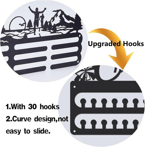 SUPERDANT Medal Hanger Display Sports Medal Holder Wall Mount Medals Hanging with Hooks Matte Black Metal Medal Display Rack Iron Race Ribbon Award Organizer Gifts for Athletes in Saudi Arabia
