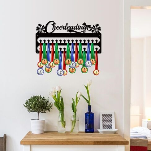 SUPERDANT Medal Hanger Display Sports Medal Holder Wall Mount Medals Hanging with Hooks Matte Black Metal Medal Display Rack Iron Race Ribbon Award Organizer Gifts for Athletes in Saudi Arabia