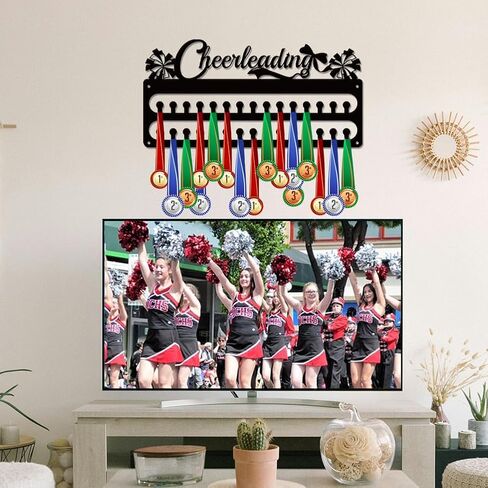 SUPERDANT Medal Hanger Display Sports Medal Holder Wall Mount Medals Hanging with Hooks Matte Black Metal Medal Display Rack Iron Race Ribbon Award Organizer Gifts for Athletes in Saudi Arabia