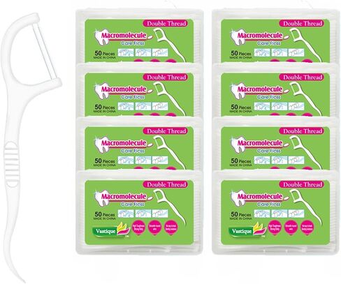 400 Pcs Double-Thread Dental Floss Picks, Thin Thread for Adults & Kids, Superior Oral Care, Dental Hygiene, Gum Health(50x8 Cases, 400 Total) in Saudi Arabia