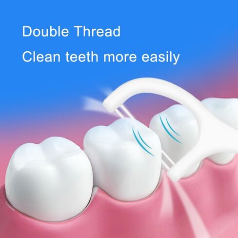 400 Pcs Double-Thread Dental Floss Picks, Thin Thread for Adults & Kids, Superior Oral Care, Dental Hygiene, Gum Health(50x8 Cases, 400 Total) in Saudi Arabia