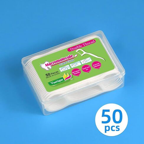 400 Pcs Double-Thread Dental Floss Picks, Thin Thread for Adults & Kids, Superior Oral Care, Dental Hygiene, Gum Health(50x8 Cases, 400 Total) in Saudi Arabia