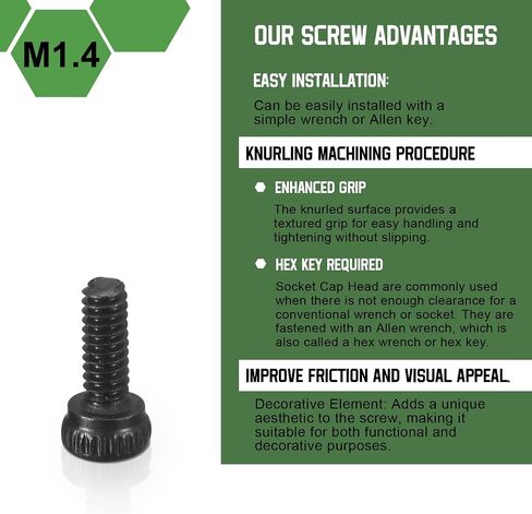 uxcell Hex Socket Bolts (M1.4-0.3x5), Grade 12.9 Carbon Steel Hex Socket Drive Screws, Black, 50 Pcs in Saudi Arabia