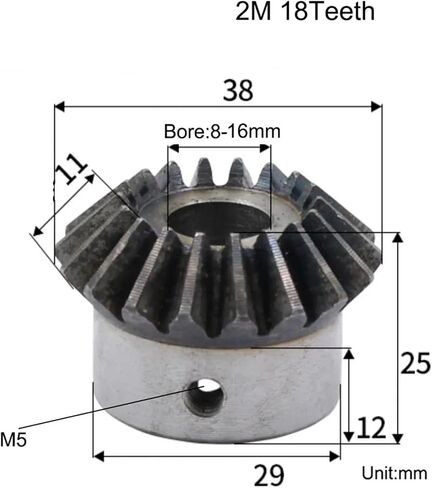 Steel Motor Drive Gear 2 Module 18 Tooth Bevel Gear with Keyway 1:1 45# Steel 90 Degrees Mechanical Power Transmission Gear(14mm Keyway 5mm) in Saudi Arabia