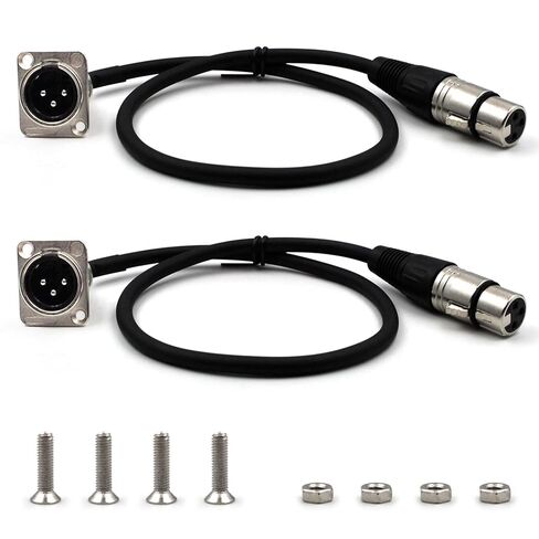 (2 عبوة) 3 دبوس لوحة الحائط الإناث إلى موصل الذكور XLR ، مربع مرحلة متميزة ، لوحة تصحيح XLR ، لوحة لوحة ، صندوق أرضية ، تمر عبر الموصل in Kuwait