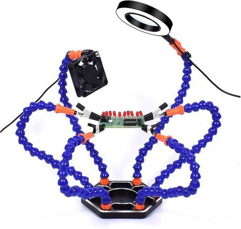 LEAHY The Third Hand Maintenance 3 Times Magnifying Glass Lamp USB Interface Welding Hose with Fan Three-Color Lamp Lighting Maintenance Aid(N-SS6LF-BK9) in Saudi Arabia
