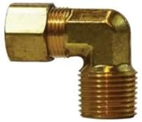18247 90 deg Elbow, 7/16 in Tube OD x 1/4 in Male NPTF, Brass (2 Pack) in Saudi Arabia