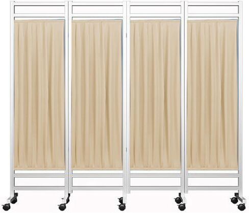 4 Panel Mobile Medical Privacy Screen, Portable Room Divider with Wheels, 6ft High Folding Room Divider for Hospital/Office/Beauty Salon(Color 3) in Saudi Arabia