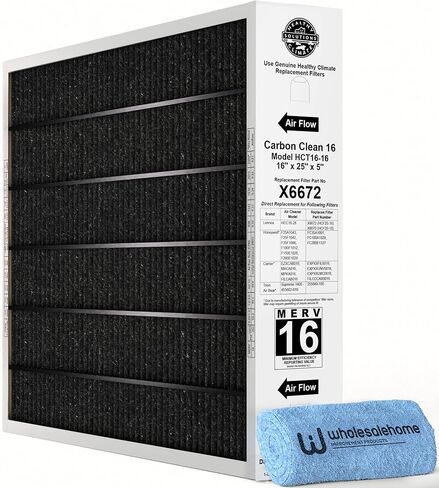 Lennox X6672 16x25x5 مرشح الفرن ، Lennox Healthy Climate Carbon Clean Merv 16 Filter Home Home لنظام HVAC مع Wholesalehome Cleaning Cloth in Saudi Arabia