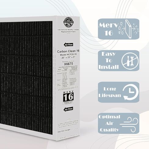 Lennox X6672 16x25x5 مرشح الفرن ، Lennox Healthy Climate Carbon Clean Merv 16 Filter Home Home لنظام HVAC مع Wholesalehome Cleaning Cloth in Saudi Arabia