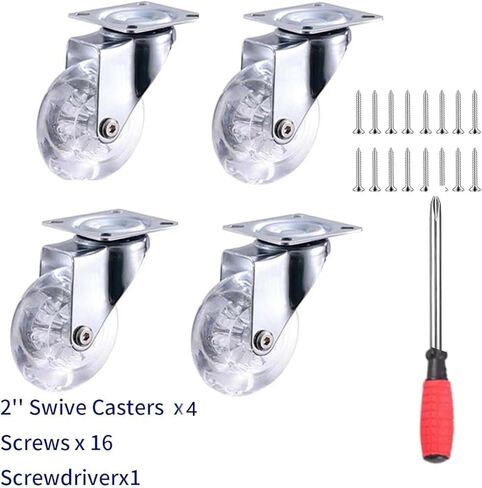 4pcs 2 بوصة الأثاث الثقيل العجلات الناعمة المطاط العالمي عالمي دوار العجلة كتم العربة مع (وظيفة) in Kuwait