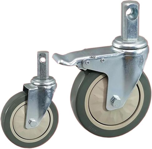 1Pcs 5 Inch 24mm Square Rod Universal Brake Wheel PVC Aluminum Alloy Caster(Universal) in Kuwait