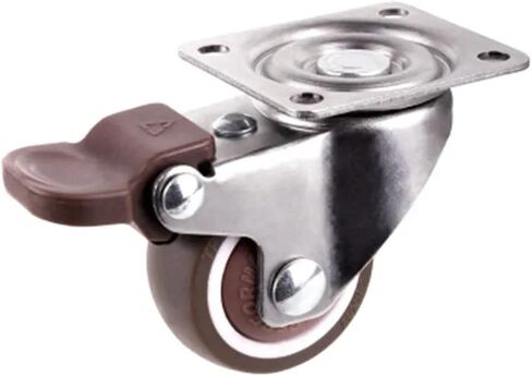 1/1.25/1.5/2 Inch Furniture Casters Wheels Rubber Swivel Castor Trolley with Brake 1Pcs(B,2 inch) in Kuwait