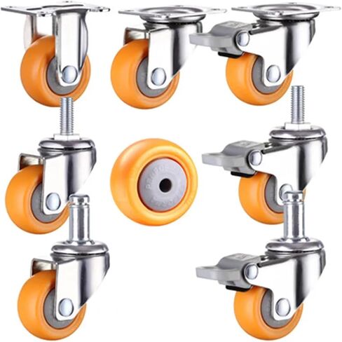 1/1.25/1.5/2 Inch Furniture Casters Wheels Orange Swivel Castor Trolley Rubber 1Pcs(1.25 inch) in Kuwait