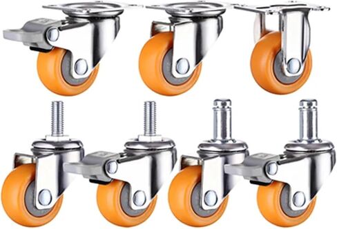1/1.25/1.5/2 Inch Furniture Casters Wheels Orange Swivel Castor Trolley Rubber 1Pcs(1.25 inch) in Kuwait