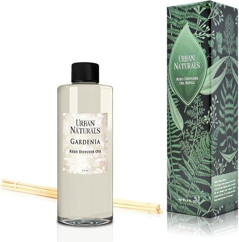 Urban Naturals Crisp Alpine Air Reed Diffuser Refill Oil with Eucalyptus, Citrus, Vanilla, Pine & Balsam Notes | Made with Essential Oils | Includes a Free Set of Reed Sticks! 4 oz Made in The USA in Kuwait