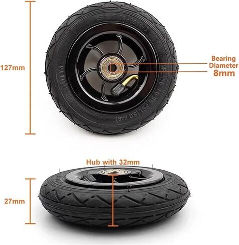 1Pcs 5 Inch Electric Trolley Inflatable Wheel/Metal Wheel Hub with Inner Tube/Trolley Inflatable Wheel in Saudi Arabia