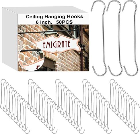 Zonon 50 Pack 12 Inted L Metal Double C Hooks Hooks for Banners والملصقات وعلامات عرض شماعات للسقوف والنوافذ in Saudi Arabia