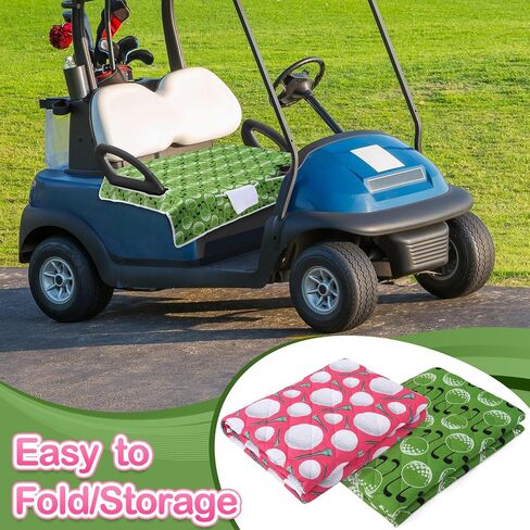 2 Pack Golf Cart Seat Covers for Women Universal Golf Cart Seat Towel Blanket with 2 Large Front Pockets & Nonskid Bottom Sport Accessories for Women 2 Person Seats in Saudi Arabia