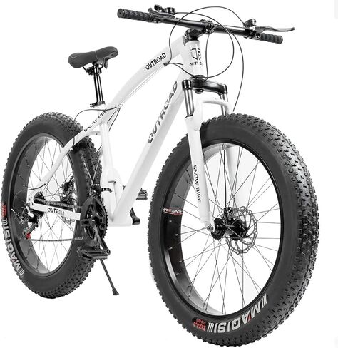 26 Inch Fat Tire Mountain Bike High-Aluminum/Carbon Steel Frame,with Dual Disc Brakes, 26 Inch Non-Slip Wide Tires with 21 Speed, Mountain Bicycle for Men and Women in Kuwait